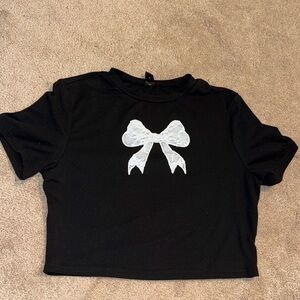 Black Shirt with White Bow